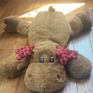 Plush Moose with Red Plaid Antlers